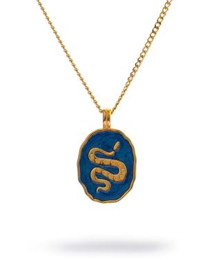 Ebru Jewelry Guardian Snake Enamel Necklace - Blue