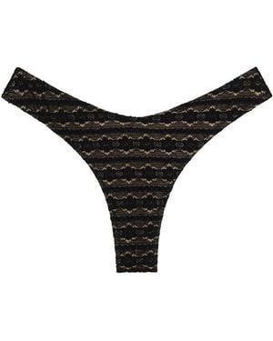Montce Daisy Lace Lulu Zig-Zag Stitch Bikini Bottom - Black