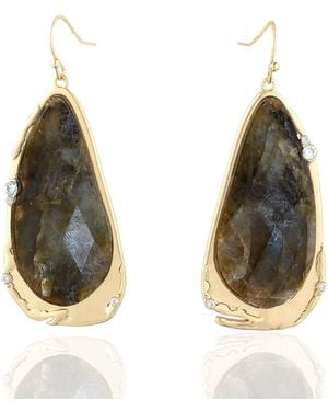 Rare Matters Jewelry Fluid Teardrop Labradorite Statement Earrings - Multicolour