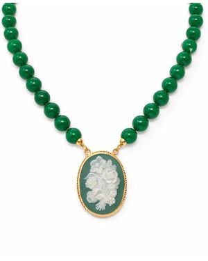 Vintouch Italy Carnation Cameo Necklace With Agate - Metallic