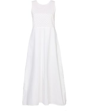 REISTOR Cross-Back Midi Cotton Dress - White