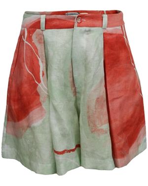Shinaraa Pleated Suit Shorts - Red