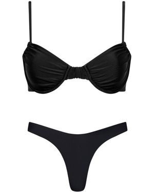 Playaluxe High Cut Underwire Bikini Set - Black