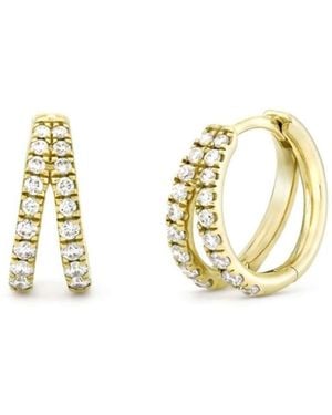 Dinny Hall Signature Duo Small Lab-Created Diamond Huggie Hoops - Metallic