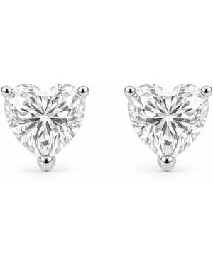 Pearl Code Angel Heart Moissanite Stud Earrings - White