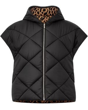 Tantra Spain Sl Oversized Reversible Quilted Vest With Hood And Zippered Pockets - Black