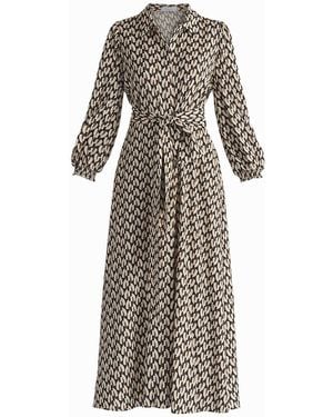Paisie Geometric Print Maxi Shirt Dress - Natural