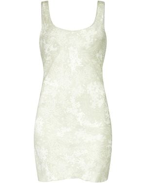 Lily Rou Neutrals Silk Coral Scoop Neck Mini Dress - White