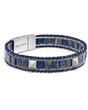 Nialaya Lapis Stud Bracelet - Blue