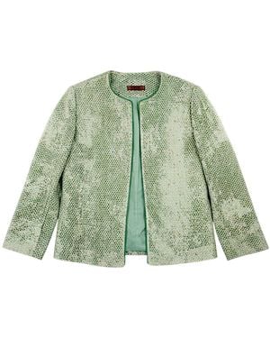 Stovaria Emerald Velvet Open Front Jacket - Green