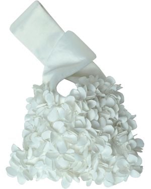 2KStyle Bellini Three-Dimensional Florals Hand-Embellished Satin Mini Wristlet Pouch - Blue