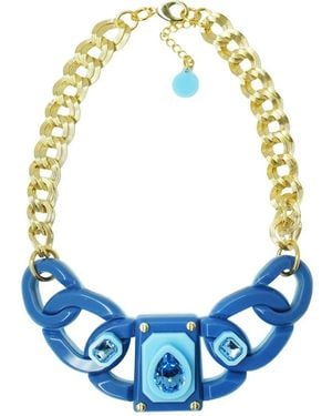 Gissa Bicalho Handmade Acrylic Necklace Links And Stones - Blue