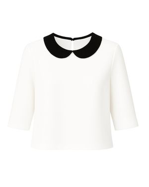 Conquista Neutrals Cream Top With Peter Pan Collar - White