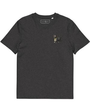 Anchor and Crew Dark Heather Cool Cat Actual Life Organic Cotton Embroidered T-Shirt - Black