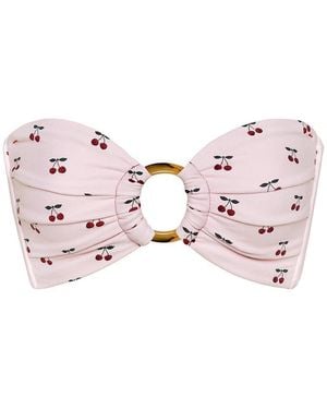 Montce Cherries Tori Ties Bandeau Bikini Top - Pink