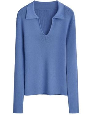 Victoria Paulsen Samantha Long Sleeve Knit Polo - Blue
