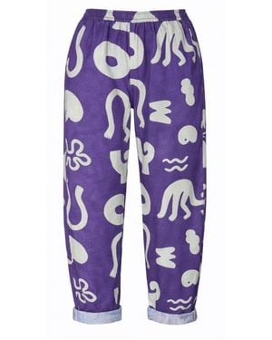 Wild Clouds Organic Cotton & Linen Balloon Trousers - Blue