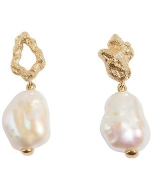 Claire Hill Designs Pearl Vermeil Lichen Drop Earrings - Metallic