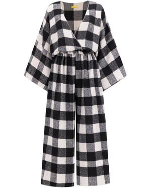 Emanmoon Checkered Jumpsuit - Black