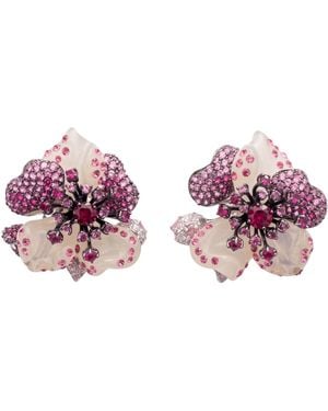 LÁTELITA London Jade Ruby Rose Flower Stud Earrings - Pink