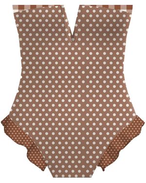 Blackbough Swim Lily Ruffled One Piece Mocha Polka - Brown