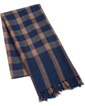 Heritagemoda Neutrals Tartan Plaid Wool Scarf - Blue