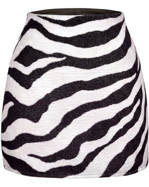 Kargede Zebra Print Tailored Mini Skirt - Black