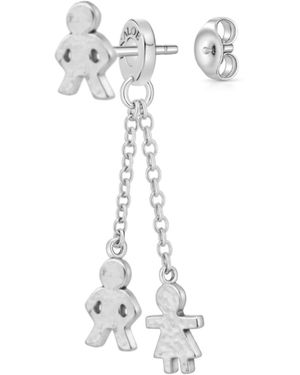 Unaloe Sterling Hammered Double Chain Drop Earrings Charms Jewelry For - White
