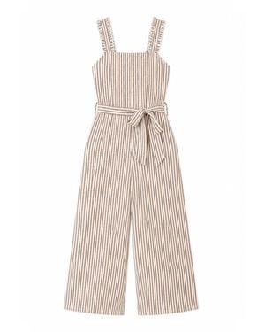 Yumi' Stripe Strappy Jumpsuit - Natural