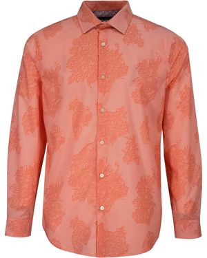 lords of harlech Nigel Cutout Oxford Shirt - Orange