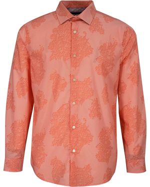 lords of harlech Nigel Cutout Oxford Shirt - Orange