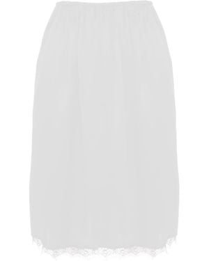 IZABELA MANDOIU Neutrals Pure Silk Skirt With Floral Lace - White