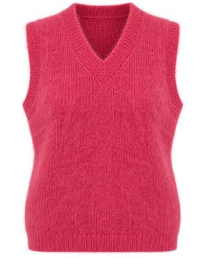 Luella Fashion Perth Mohair Blend V-Neck Tank Top Raspberry - Pink