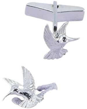 Simon Kemp Jewellers Hummingbird Cufflinks - White
