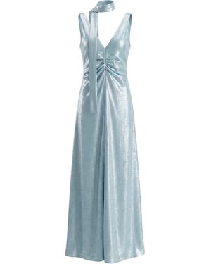 Aisl Pleated V-Neck Evening Gown - Blue