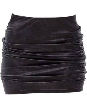 Maison Bogomil Jersey Leather Mini Skirt - Black