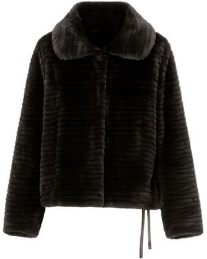 Yumi' Faux Fur Short Jacket - Black