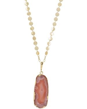 YAA YAA LONDON Ultra Long Caramel Agate Gold Pendant Necklace - Metallic