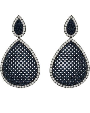 Michael Nash Jewelry Angela Sapphire And Diamond Cubic Zirconium Pierced Earrings - Blue