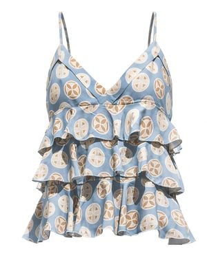 ELOI Mendoza Geometric Ruffle Top - Blue