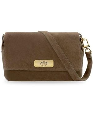 Apatchy London The Maisie Midi Mink Suede Bag - Brown