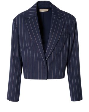 AGGI by HALEWSKI Lora Mood Short Tennis Stripe Blazer - Blue