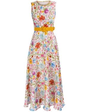 Sofia Tsereteli Watercolour Garden Linen Dress - White