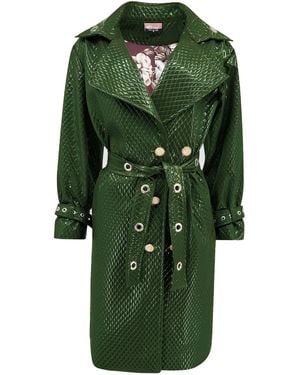 Maui X Lolita Trinity Quilted Vegan Leather Trench Coat - Green