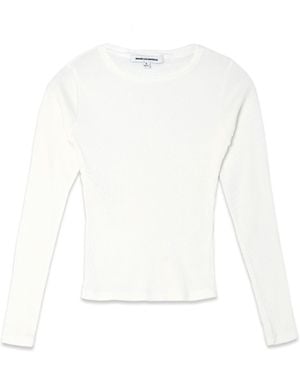 NOEND Essential Ribbed Long Sleeve Crop Top - White
