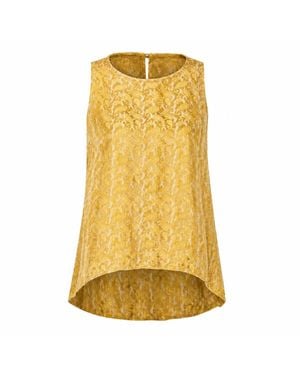 Silk and Bears Ophelia Golden Eclipse Draped Silk Shell Top - Yellow