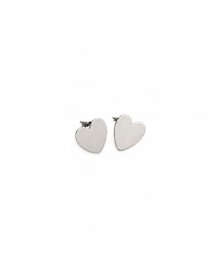 Silver Moon Full Heart Sterling Earrings - White