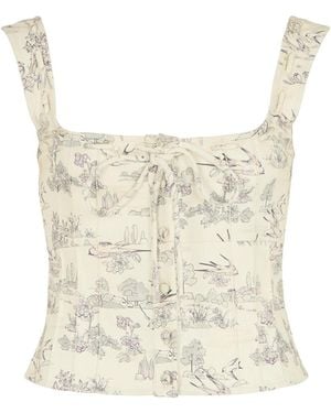 Lily and Lionel Neutrals Hilda Corset Inspired Josephine Print Blouse - Natural