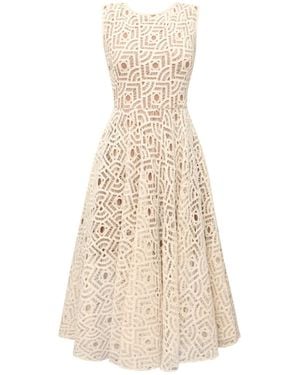 ALINA CERNĂTESCU Neutrals Chiara Crochet Cotton Wide Midi Versatile Dress - Natural