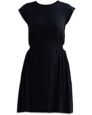REISTOR Short Dress With Smocking Side Detail - Black